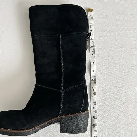 Coach Janelle Turnlock Black Suede & Shearling Boot Size 6.5B - Picture 9 of 16